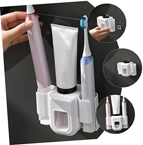 Amosfun 2pcs Wall Mounted Toothbrush Holder and Toothpaste Squeezer