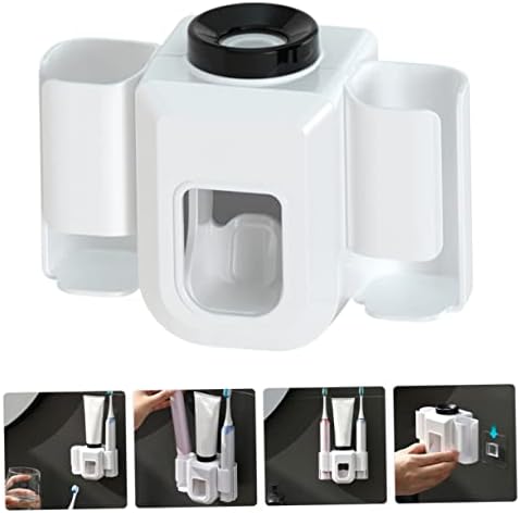 SOLUSTRE Wall Mount Toothpaste Dispenser with Toothbrush Holder