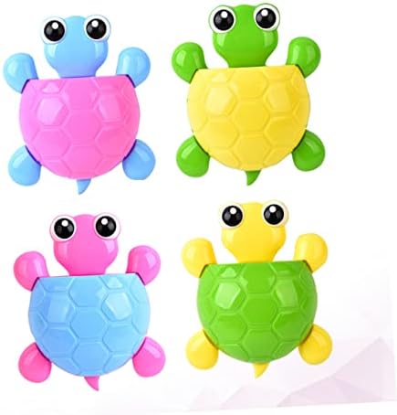 PRETYZOOM Cute Turtle Suction Cup Toothbrush Holder Set of 4