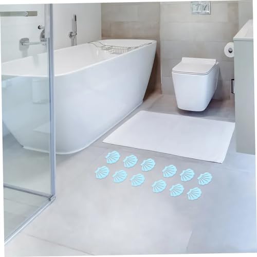 12Pcs Blue Shell Shape Non-Slip Bath Stickers for Kids Safety
