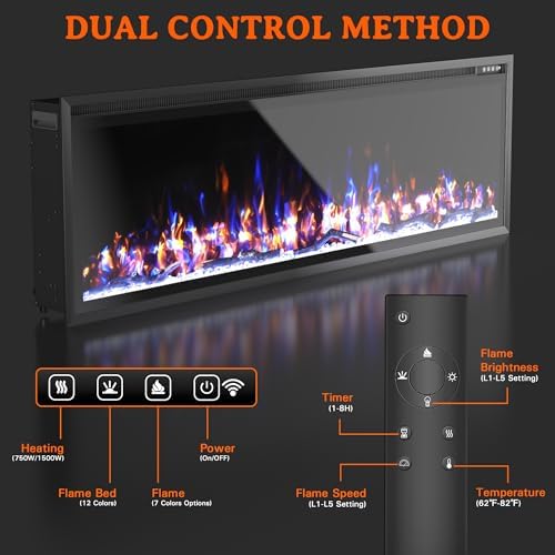 Weyderk 60 Electric Fireplace with Remote Control