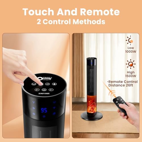1500W Portable Space Heater with Fireplace and Remote Control