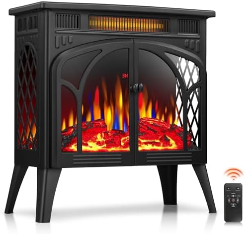 ZAFRO 24-inch Electric Fireplace Heater with Remote Control and Timer