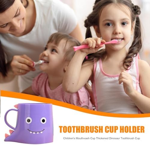 Dinosaur Toothbrush Holder with Wash Cup Purple