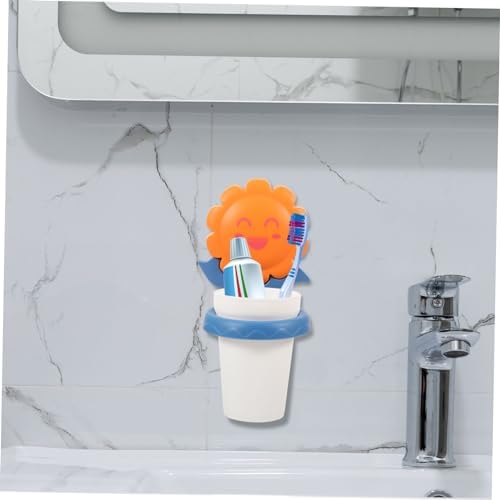 Healeved Cartoon Toothbrush Holder with Cup Wall Mounted Bathroom Storage