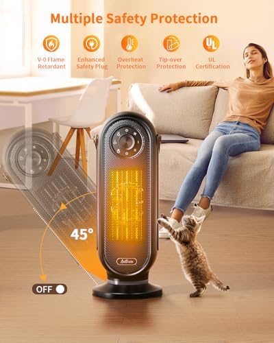 Antime 1500W Electric Space Heater with Remote and Thermostat