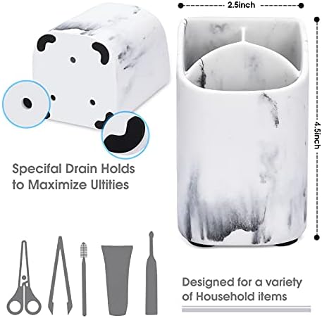 ZCCZ Toothbrush Holder - Premium White Marble Organizer