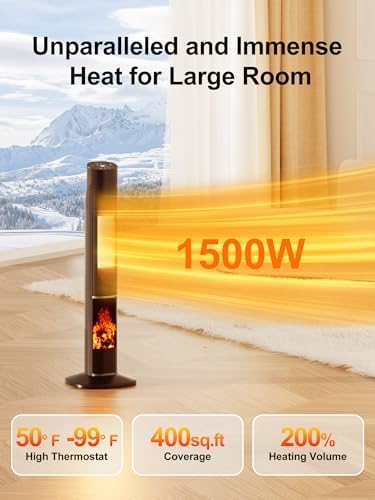 Uthfy 32 Electric Heater with 80 Oscillation and Flame for Large Rooms