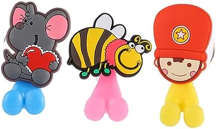 3PCS Cartoon Suction Cup Toothbrush Holder Wall Hooks