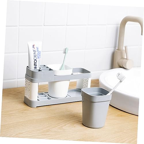 Luxshiny Suction Cup Toothbrush Holder with 2 Cups and 5 Slots