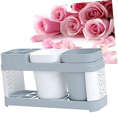 BUGUUYO Toothbrush Holder with 2 Cups 5 Slots