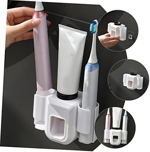 SOLUSTRE Wall Mount Toothpaste Dispenser with Toothbrush Holder