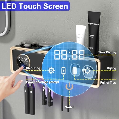 TINS UV Toothbrush Holder with Dispenser and Drying