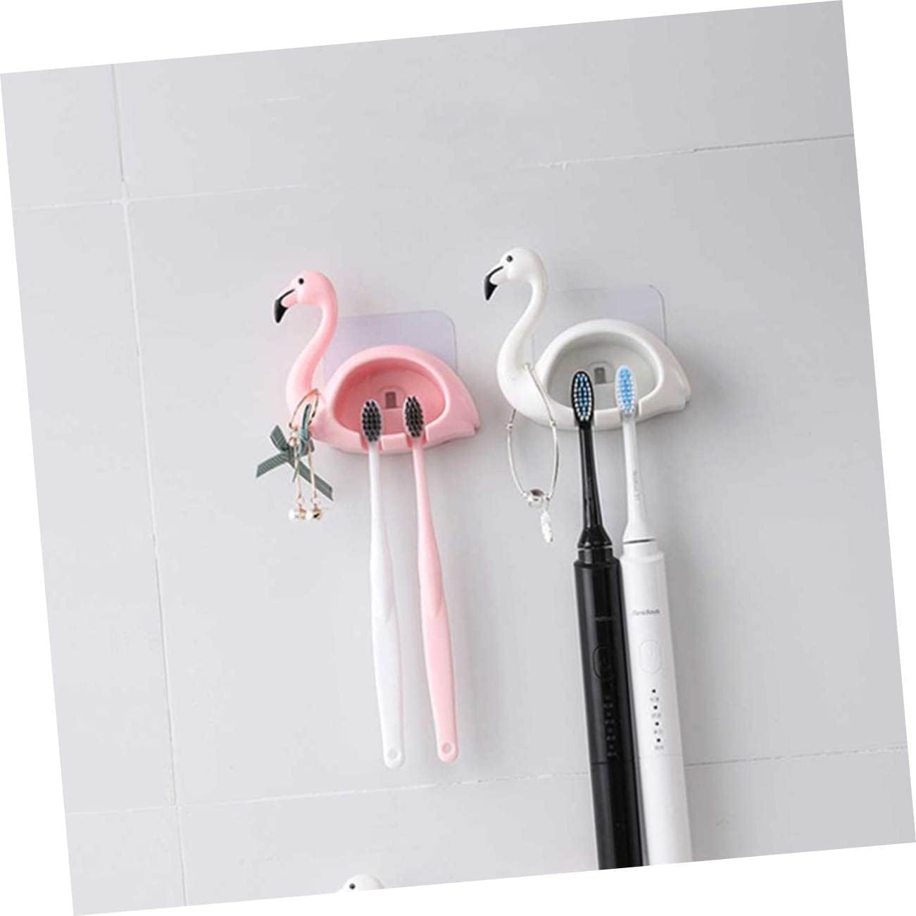 LIFKOME 2pcs Flamingo Suction Cup Toothbrush Holder