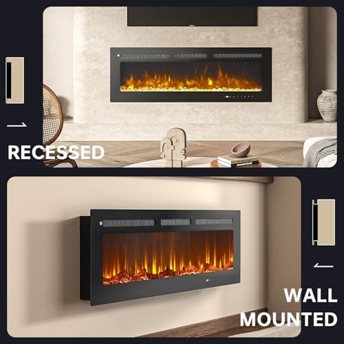 oneinmil 50 Smart Electric Fireplace Heater with Alexa Compatibility