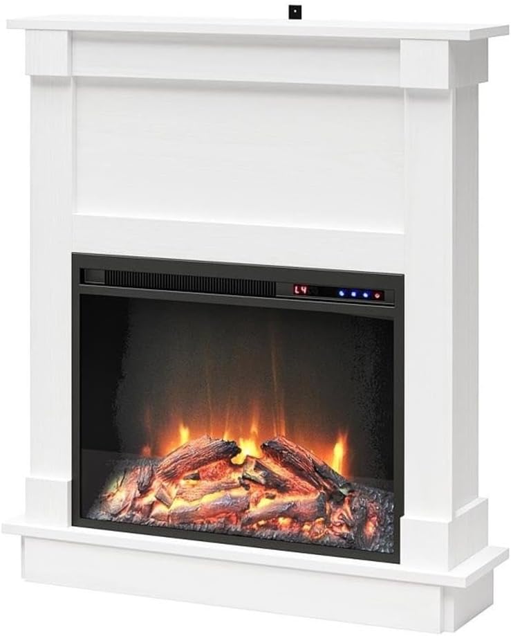 Ameriwood Home Ellsworth Electric Fireplace with Mantel White