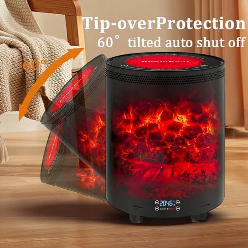 Boomkool Electric Fireplace Heater with 3D Flame and 1300W Power