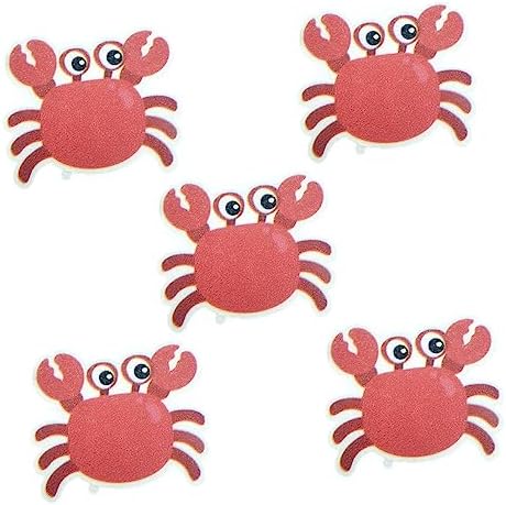 Amosfun 5pcs Non-Slip Bath Grip Stickers with Crab Design