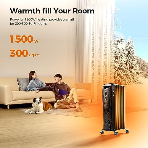 Kismile Portable Electric Radiator with 3 Heat Settings and Smart Thermostat