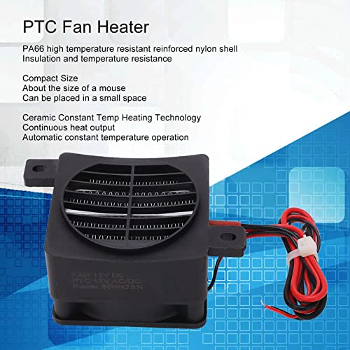 DAUERHAFT PTC Ceramic Fan Heater 12V 50W Compact Space Heater