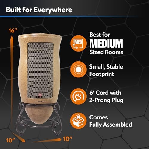 Lasko Oscillating Ceramic Space Heater 1500W 16 Inches Beige