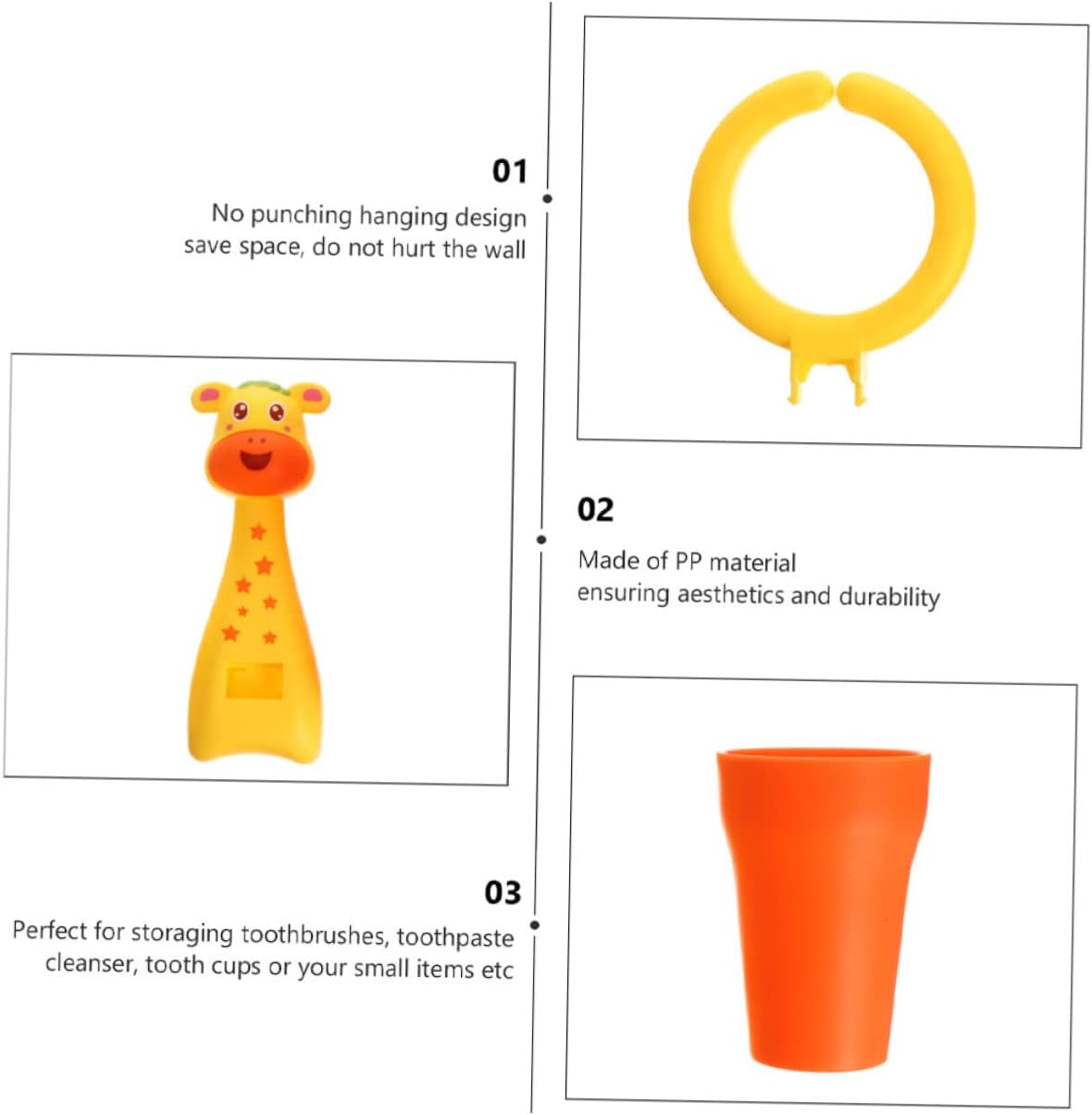 ABOOFAN Cartoon Animal Toothbrush Holder Wall Mount Organizer