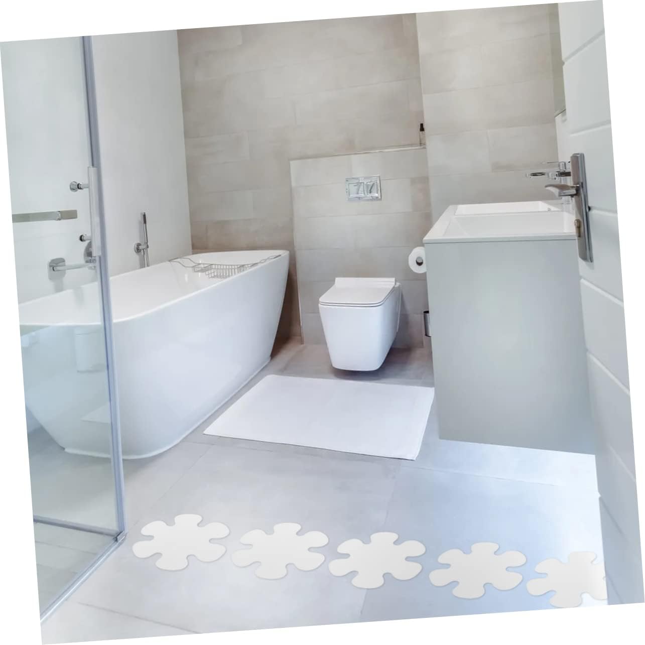 SOPOTUTU 2 Sets Non-Slip Bathtub Stickers with Flower Shell Designs