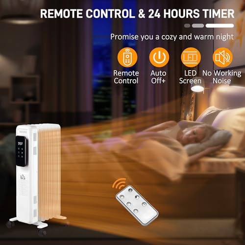 HOMCOM 2475 Electric Space Heater with 3 Modes Timer Remote 1500W White