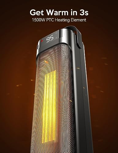 VAGKRI 24 Electric Space Heater with Remote and Thermostat 3 Modes Black