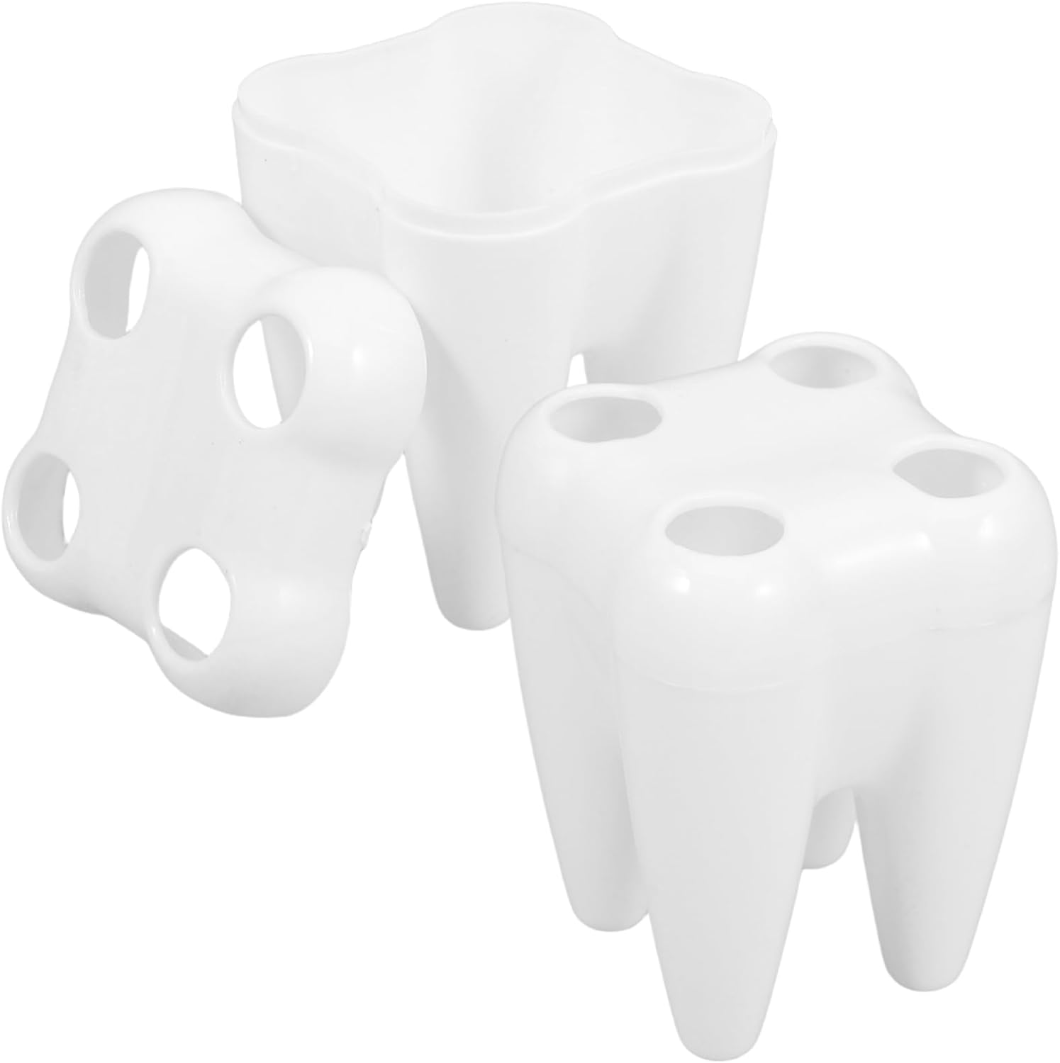 2pcs Cute Tooth Shaped Brush Holder for Bathroom