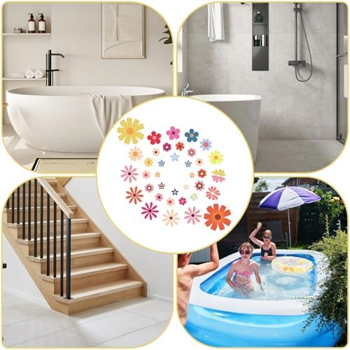 PRATIQUE Non Slip Bathtub Stickers Flower Design