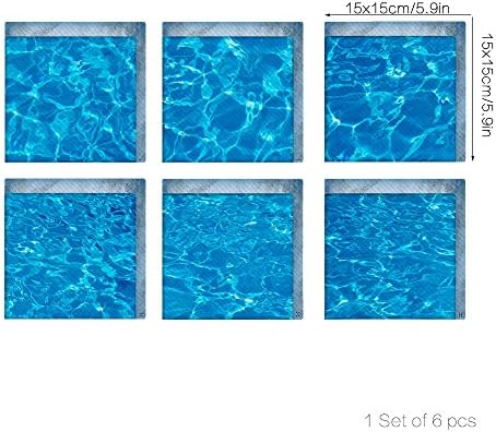 ChezMax 3D Waves Anti-Slip Bathtub Stickers 6 Pcs
