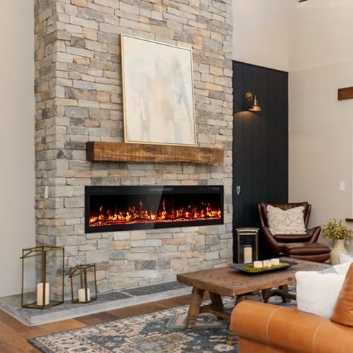 BREEZEHEAT 60 Inch Electric Fireplace with Log