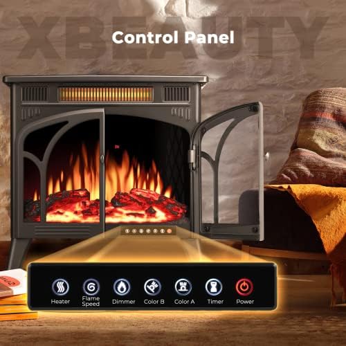 Xbeauty Electric Fireplace Heater Indoor Portable Black