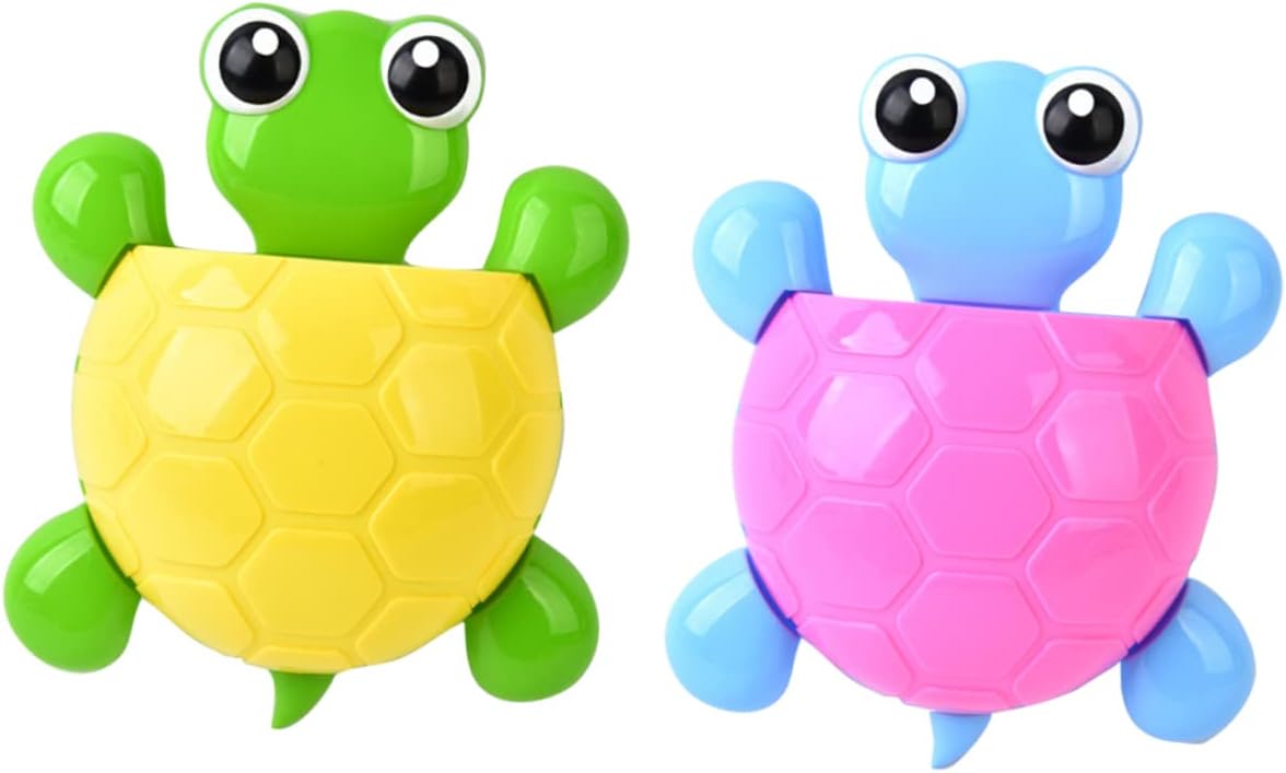 Ciieeo Cute Turtle Wall Mount Suction Cup Toothbrush Holder 4pcs Set