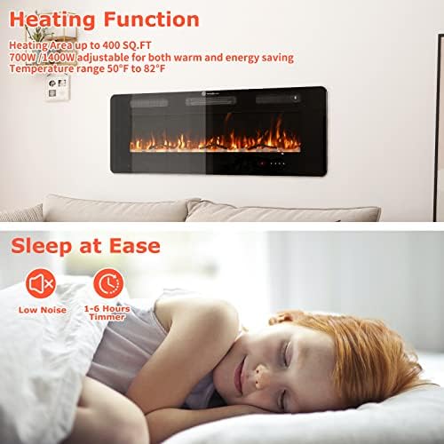FODINGHILL 60 Electric Fireplace with Touch Screen and Adjustable Flame