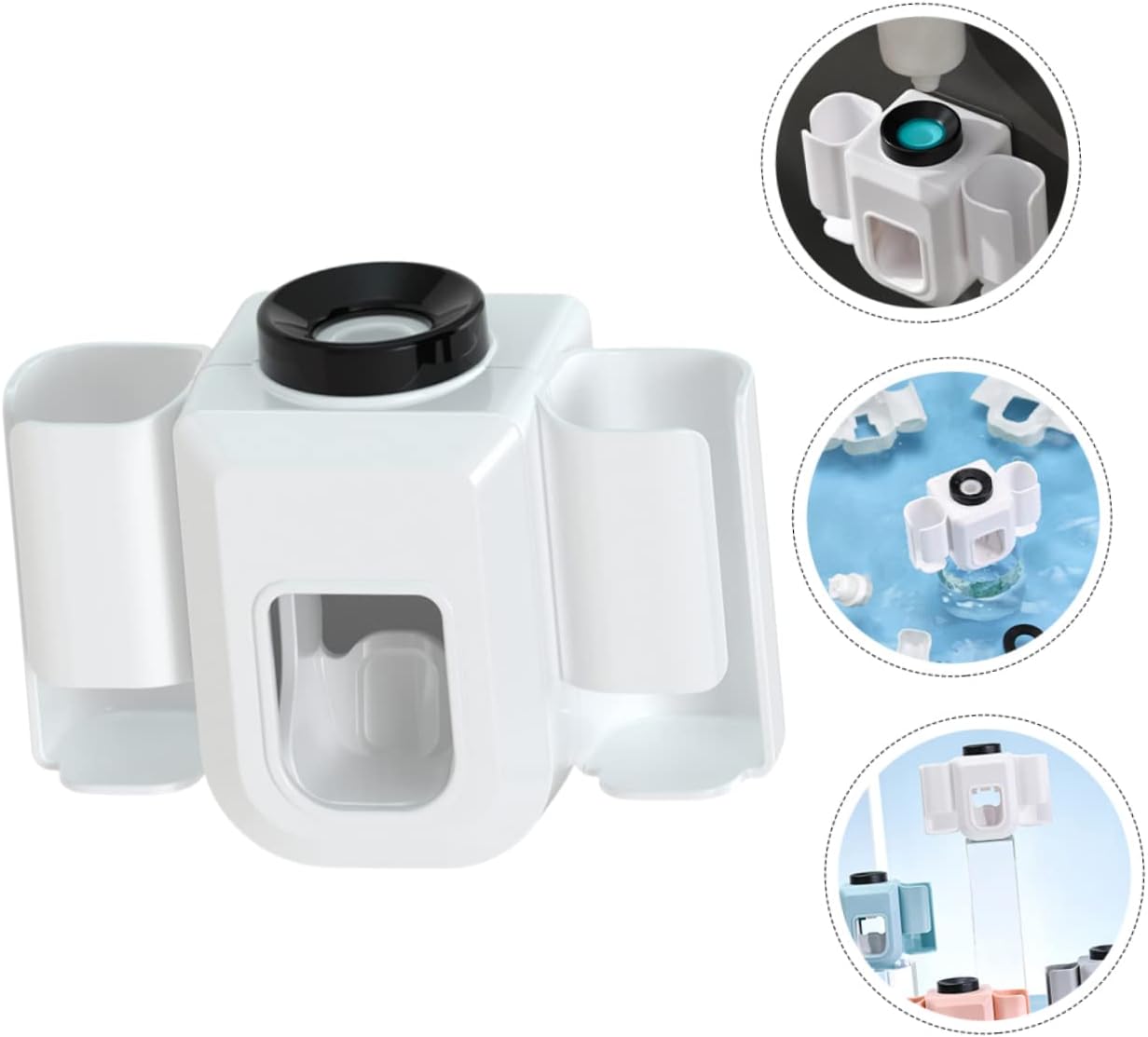 Amosfun 2pcs Wall Mounted Toothbrush Holder and Toothpaste Squeezer
