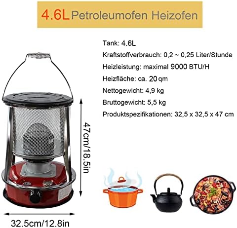 PBFHRV Kerosene Heater 46L or 6L Efficient Non-Electric Space Stove