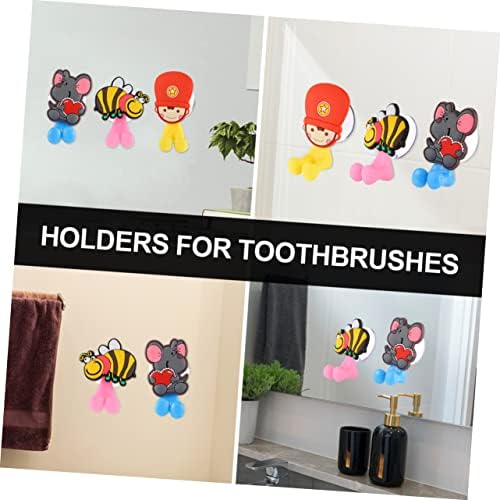 3PCS Cartoon Suction Cup Toothbrush Holder Wall Hooks
