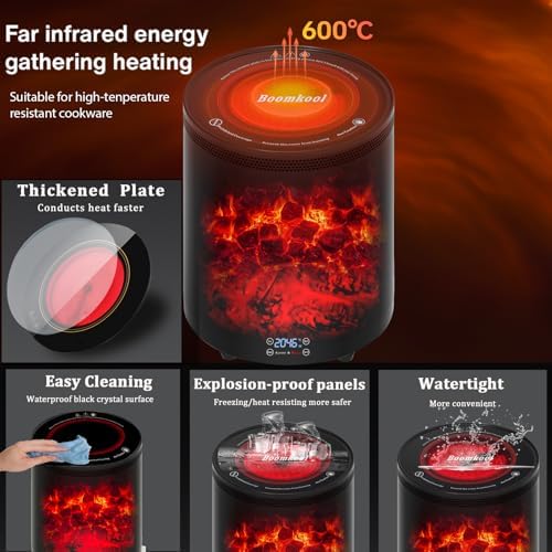 Boomkool Electric Fireplace Heater with 3D Flame and 1300W Power
