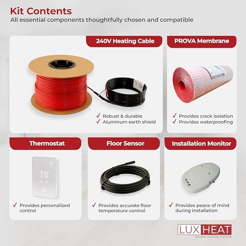 LuxHeat 80sqft 240v Electric Floor Heating Kit with Thermostat