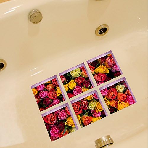 ChezMax 3D Flower Bathtub Stickers 6 Pcs 59 X 59