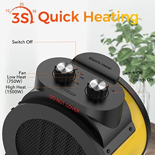 1500W Electric Space Heater with 90 Degree Adjustable Angle
