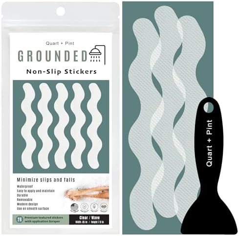 Quart Pint Non Slip Shower Stickers 28 Clear Wave