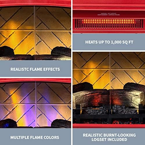 Country Living Infrared Electric Fireplace Stove in Deep Red