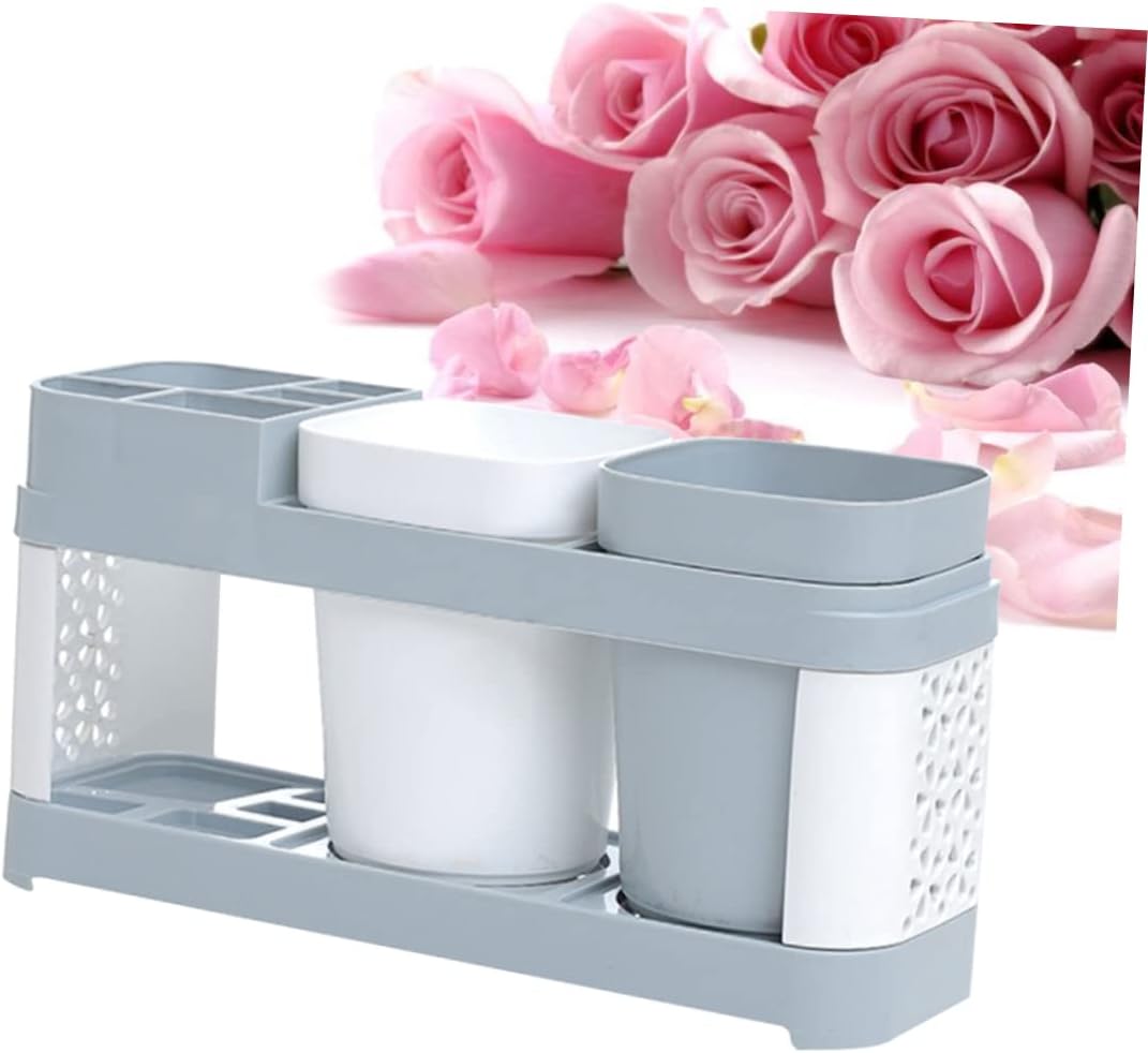 SHOWERORO Toothbrush Toothpaste Holder with 5 Slots and Cup Storage