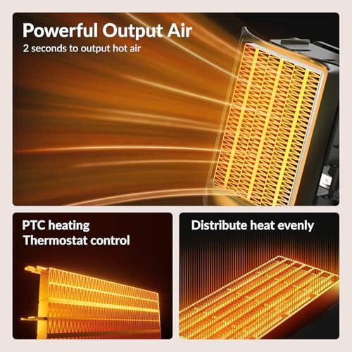 ADTARK 1500W Fast Electric Space Heater with Thermostat and 3 Modes
