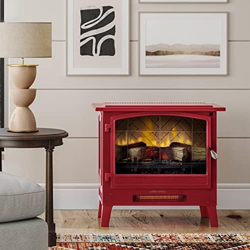Country Living Infrared Electric Fireplace Stove in Deep Red