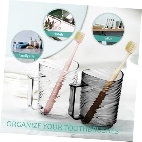 2pcs Reusable Toothbrush Holder Cups with Handle for Family Use