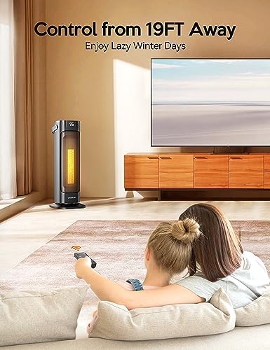 VAGKRI 24 Electric Space Heater with Remote and Thermostat 3 Modes Black